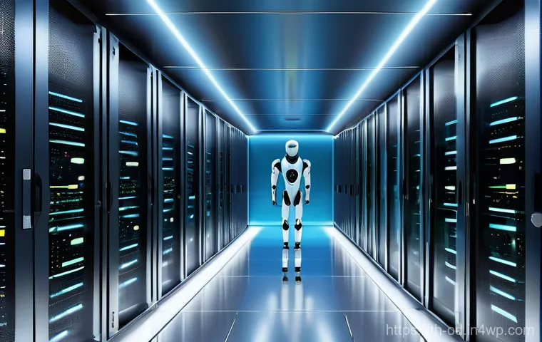 SIEM 시스템의 로그 보존 기간 관리 방안 - **Prompt 1: The Digital Guardian of Data Flow**
"A visually striking and futuristic data center ...