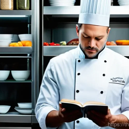 Home 25 SIEM 시스템의 설정 오류 및 해결 방법 - A focused male chef, mid-30s, wearing a pristine white chef's jacket and hat, standing in a gleaming...
