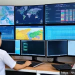 Home 12 SIEM과 IDS IPS 통합 운영의 장단점 - A modern cybersecurity operations center in a Thai corporate office, showing diverse security analys...